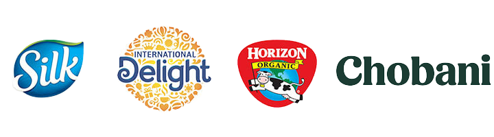 A black and white cow is on the logo of horizon organic.